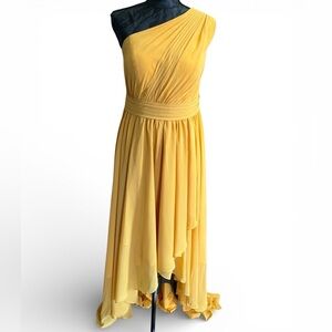 Azazie Mathilda Marigold One Shoulder Bridesmaid Dress Size A16 NWT
